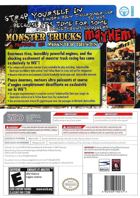 
Monster Trucks Mayhem | Wii | back cover 1