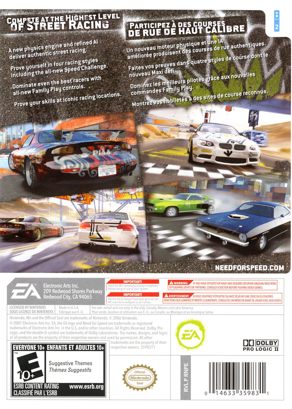 
Need for Speed: ProStreet | Wii | back cover 1