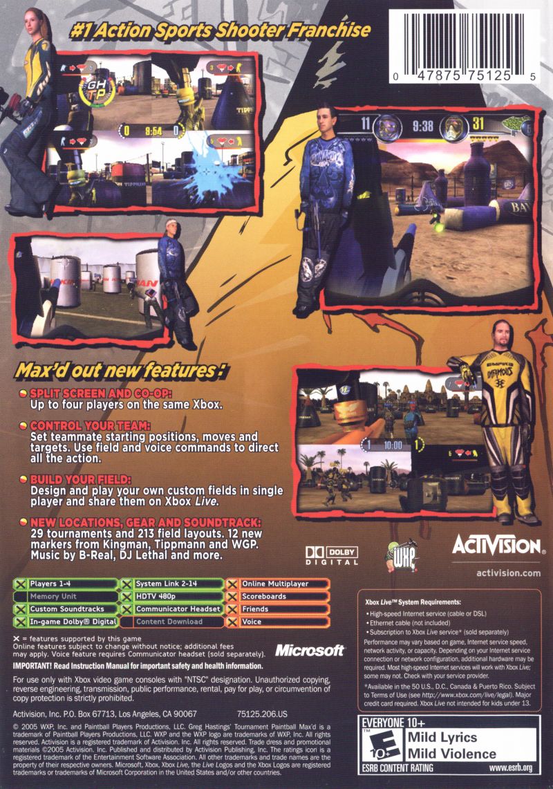 
Greg Hastings' Tournament Paintball Max'd | Game Boy Advance | back cover 1
