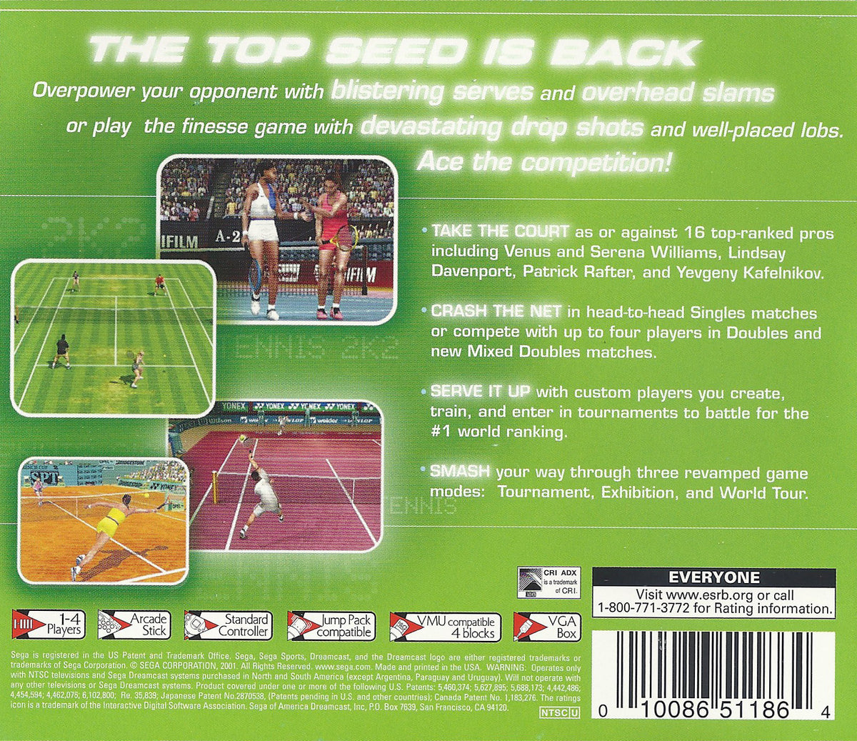 
SEGA Sports Tennis 2K2 | Dreamcast | back cover 1