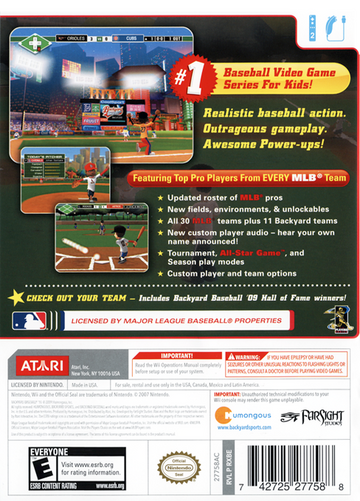 
Backyard Baseball '10 | Wii | back cover 1