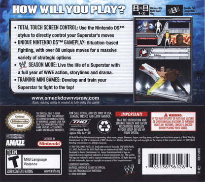 
WWE Smackdown vs. Raw 2008 | Nintendo DS | back cover 1