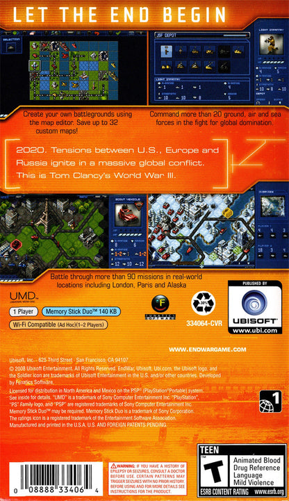 
Tom Clancy's EndWar | PSP | back cover 1 | Region: North America | Source: LaunchBox