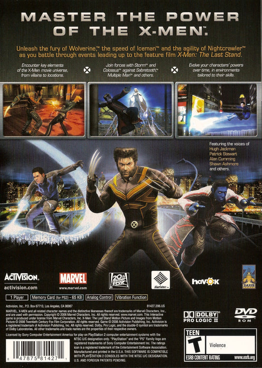 
X-Men: The Official Game | PlayStation 2 | back cover 1 | Region: North America | Source: LaunchBox