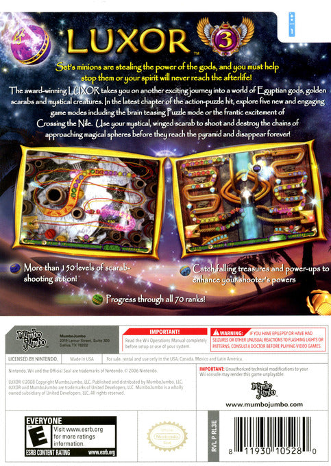 
Luxor 3 | Wii | back cover 1