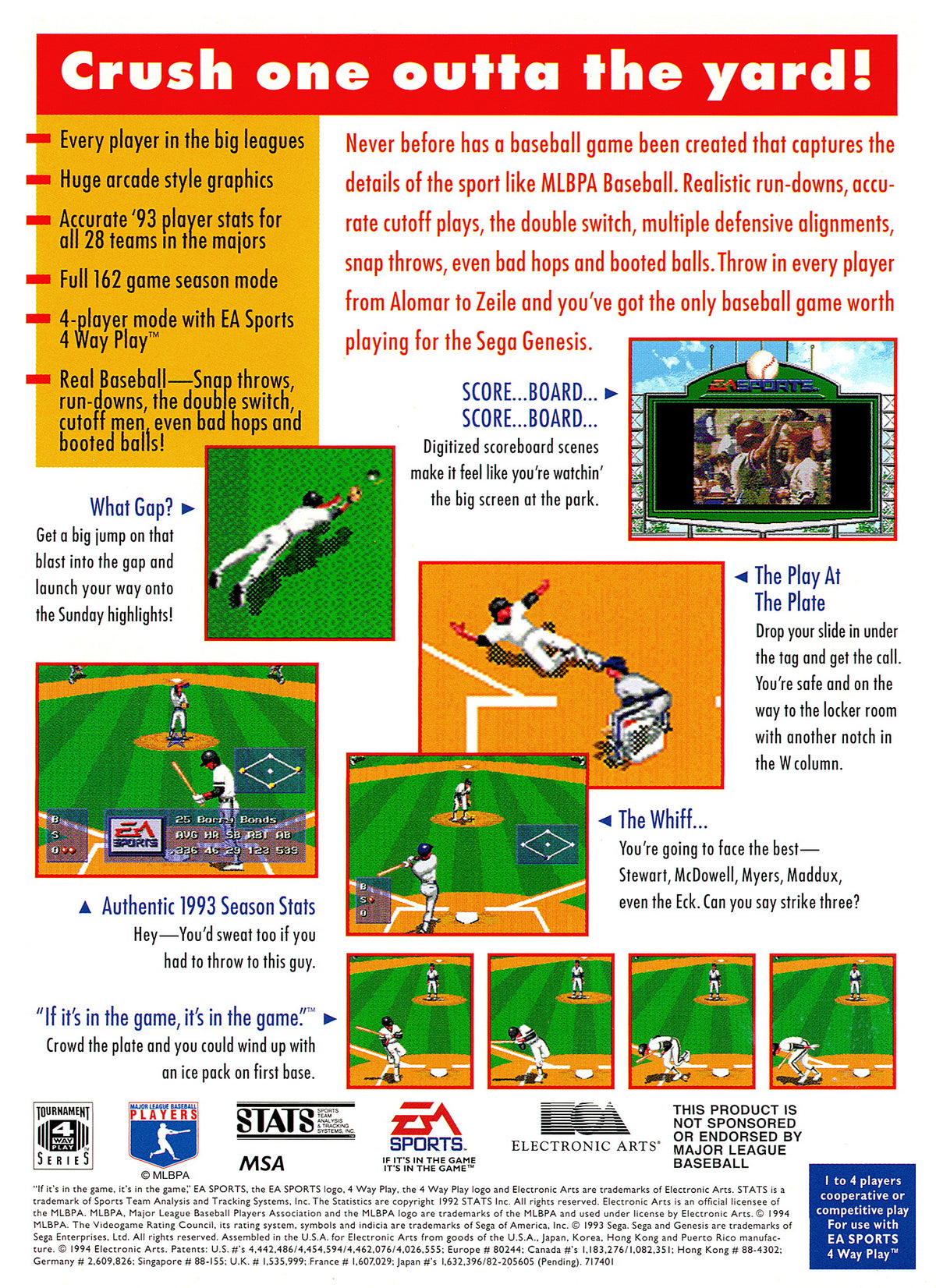 MLBPA Baseball | Genesis | back cover 1