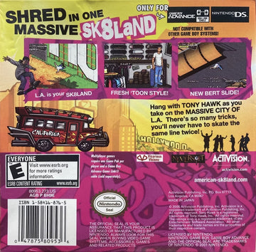 
Tony Hawk's American Sk8land | Game Boy Advance | back cover 1