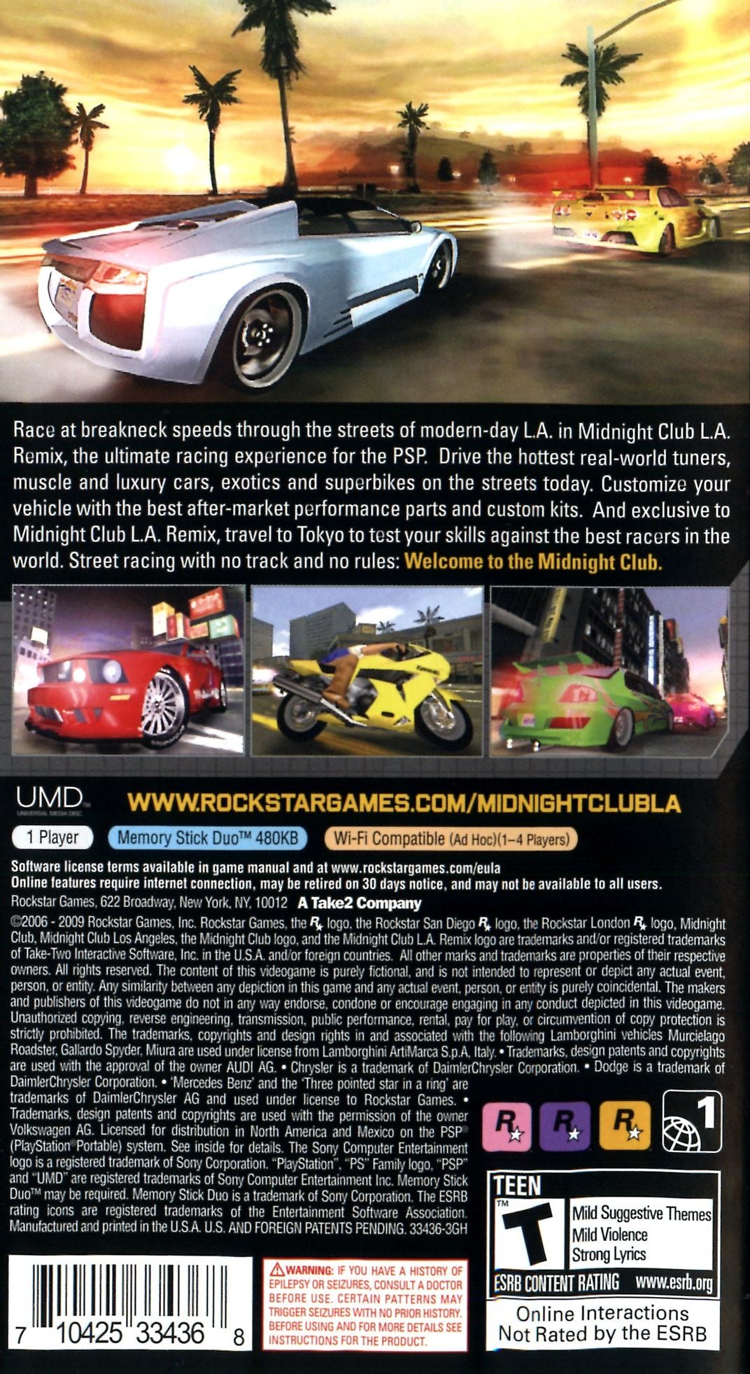 
Midnight Club: L.A. Remix | PSP | back cover 1