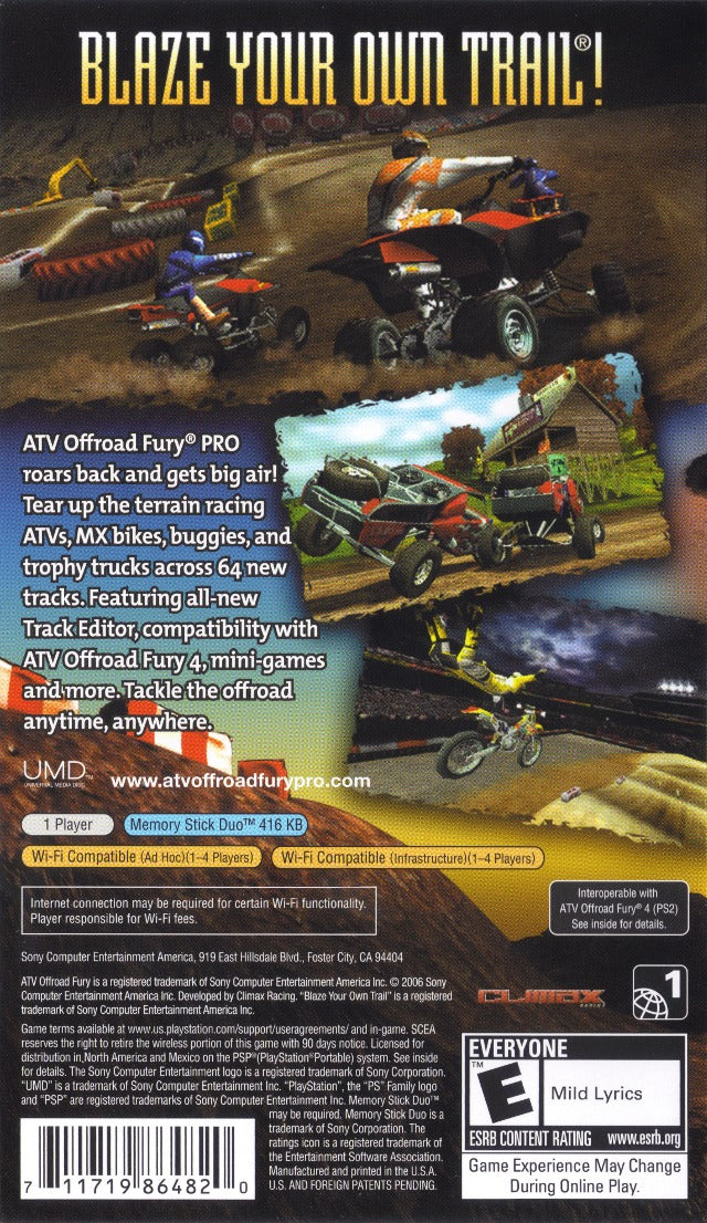 
ATV Offroad Fury Pro | PSP | back cover 1