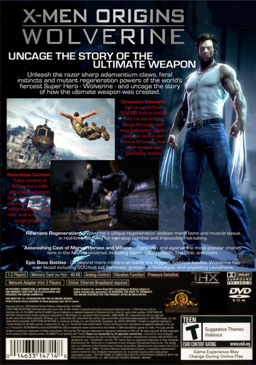 
X-Men Origins: Wolverine | PlayStation 2 | back cover 1 | Region: North America | Source: LaunchBox