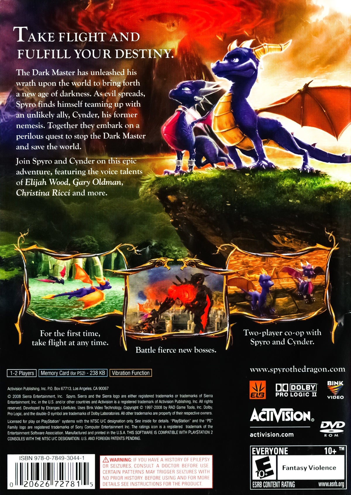 
The Legend of Spyro: Dawn of the Dragon | PlayStation 2 | back cover 1 | Region: North America | Source: LaunchBox