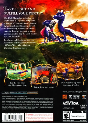 
The Legend of Spyro: Dawn of the Dragon | PlayStation 2 | back cover 1 | Region: North America | Source: LaunchBox