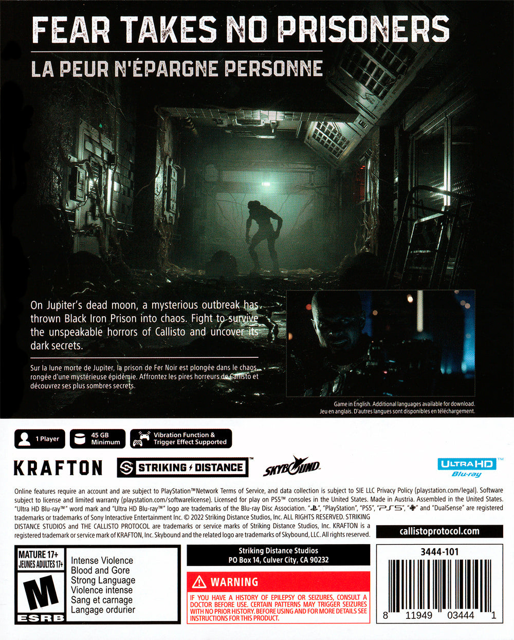 
The Callisto Protocol | PlayStation 5 | back cover 1 | Region: North America | Source: LaunchBox