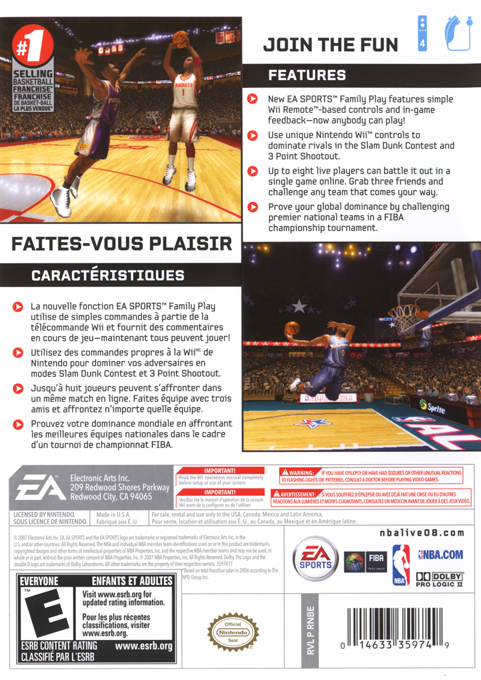 
NBA Live 08 | Wii | back cover 1