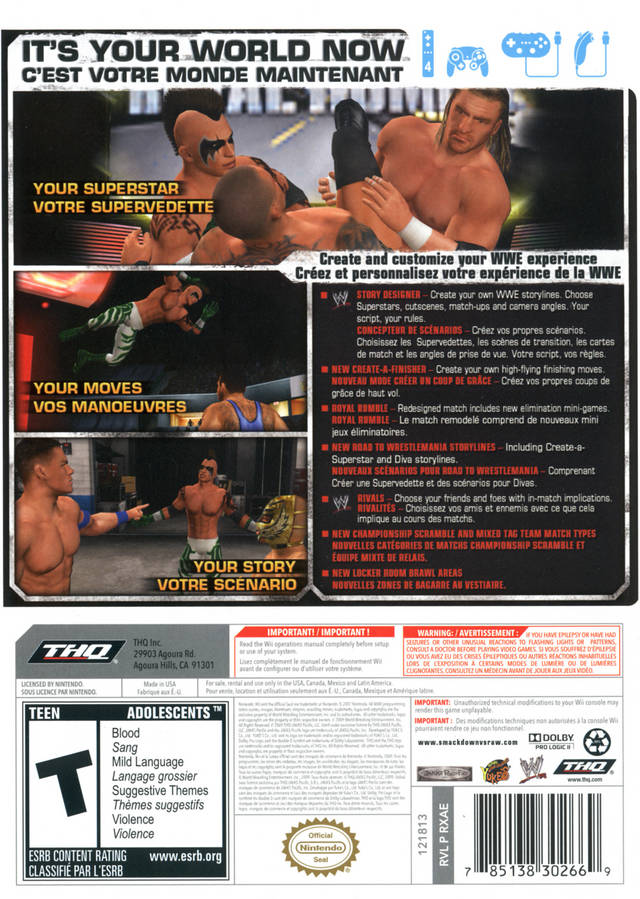 WWE Smackdown vs. Raw 2010 | Wii | back cover 1 | Region: North America | Source: LaunchBox