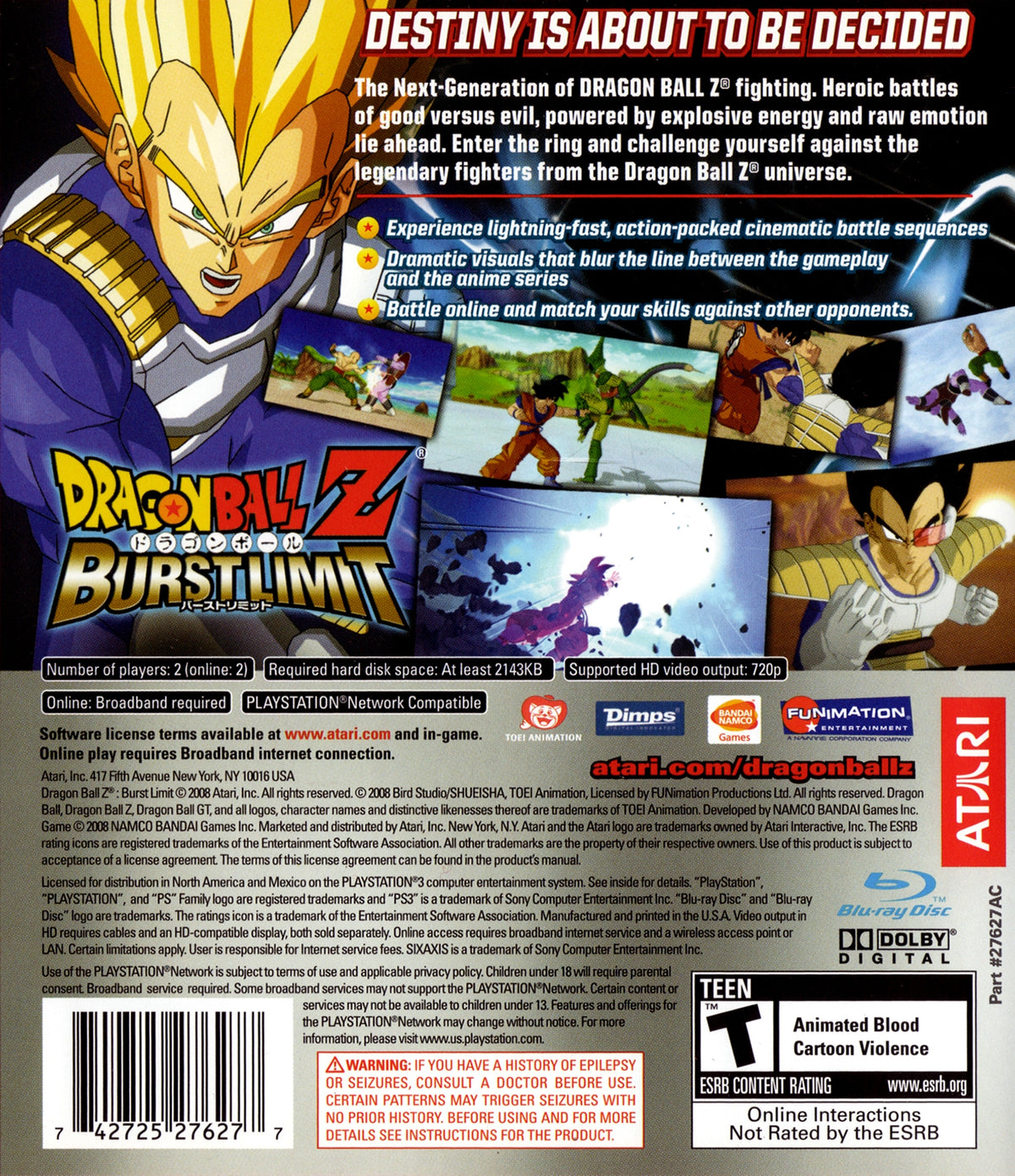 
Dragon Ball Z: Burst Limit | PlayStation 3 | back cover 1