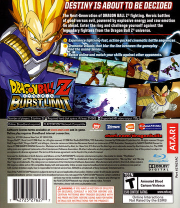 
Dragon Ball Z: Burst Limit | PlayStation 3 | back cover 1
