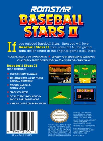 
Baseball Stars II | NES | back cover 1