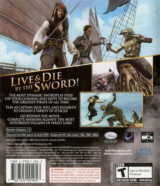 
Disney Pirates of the Caribbean: At World's End | PlayStation 3 | back cover 1 | Region: North America | Source: LaunchBox