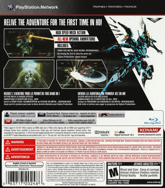 
Zone of the Enders: HD Collection | PlayStation 3 | back cover 1 | Region: North America | Source: LaunchBox