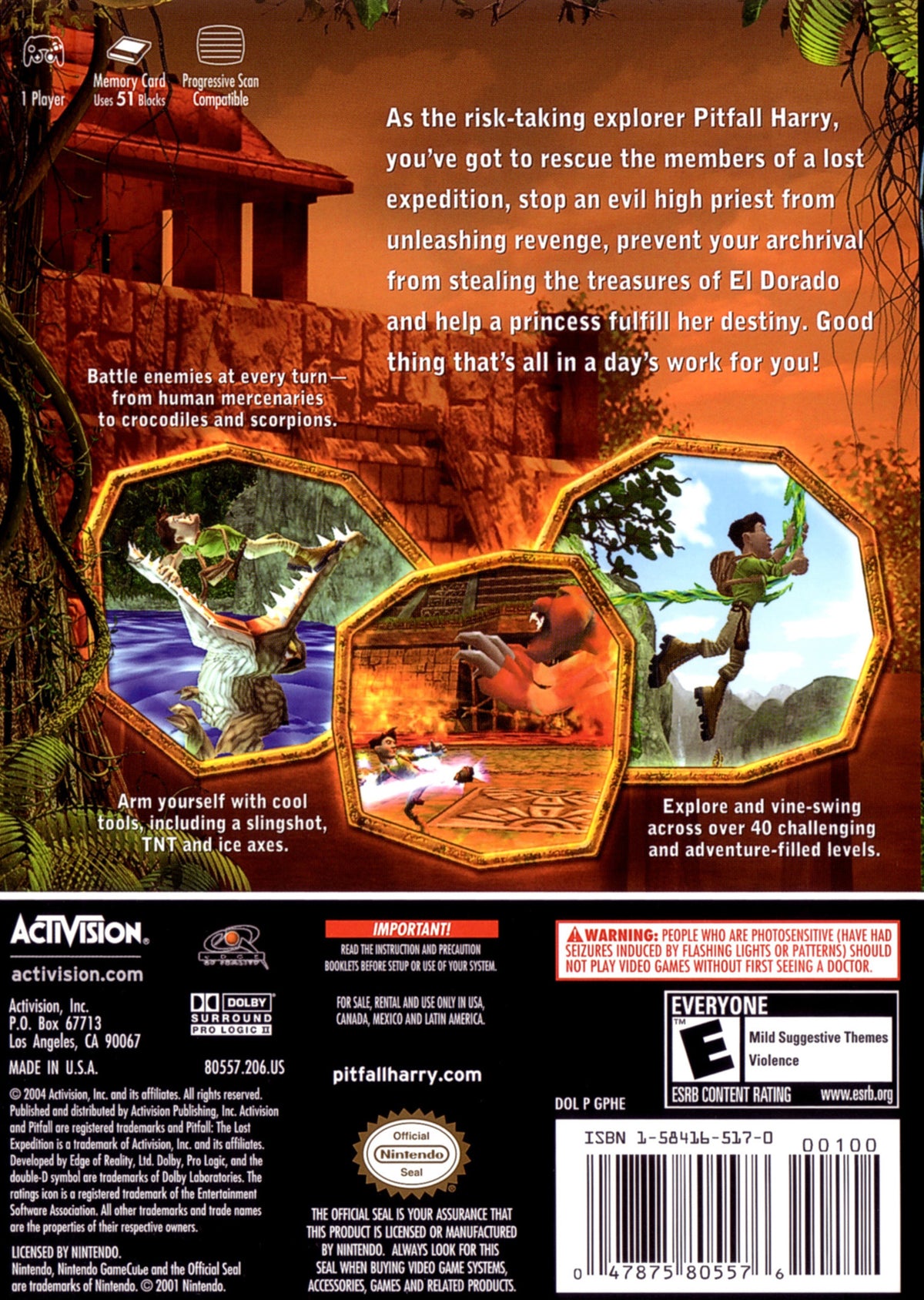 
Pitfall: The Lost Expedition | GameCube | back cover 1