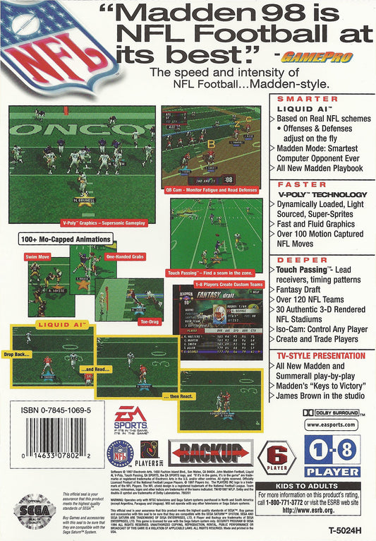 
Madden NFL 98 | Saturn | back cover 1