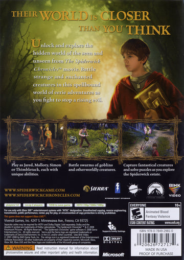 
The Spiderwick Chronicles | Xbox 360 | back cover 1