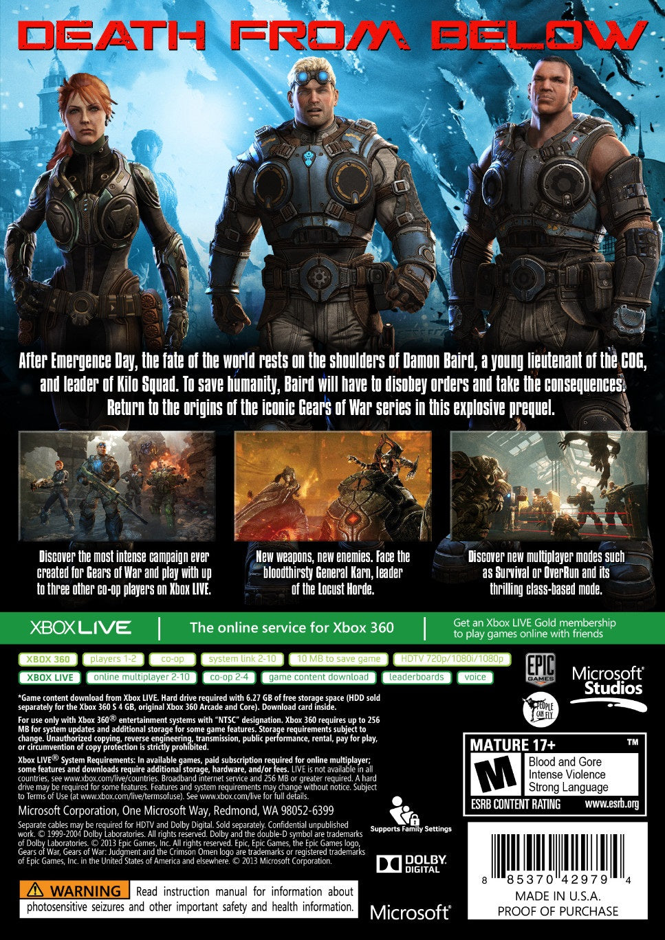 Gears of War: Judgment | Xbox 360 | back cover 1