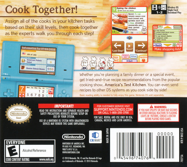 
America's Test Kitchen: Let's Get Cooking | Nintendo DS | back cover 1
