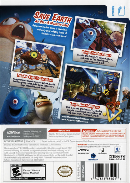 
Monsters vs. Aliens | Wii | back cover 1
