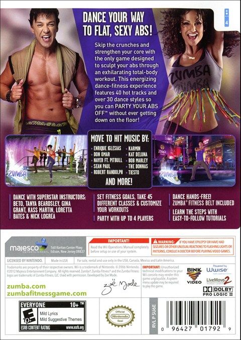 
Zumba Fitness Core | Wii | back cover 1 | Region: North America | Source: LaunchBox