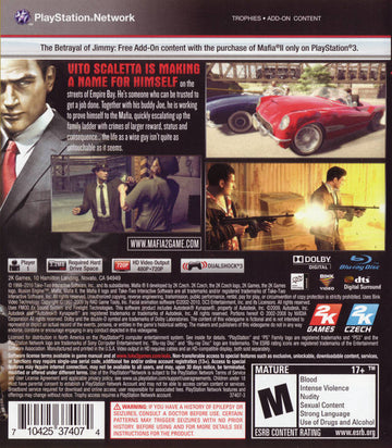 
Mafia II | PlayStation 3 | back cover 1 | Region: North America | Source: LaunchBox