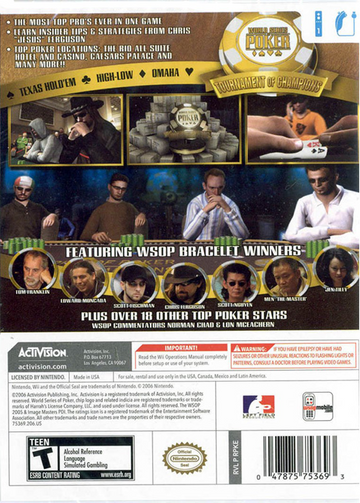 
World Series of Poker: Tournament of Champions | Wii | back cover 1