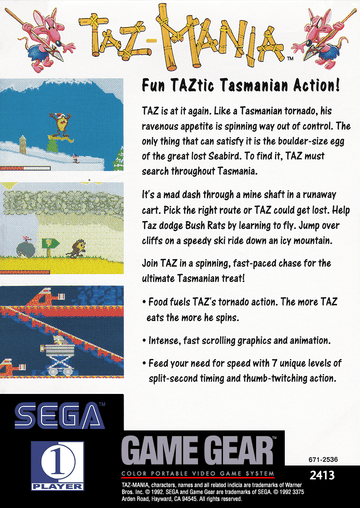 
Taz-Mania | Game Gear | back cover 1