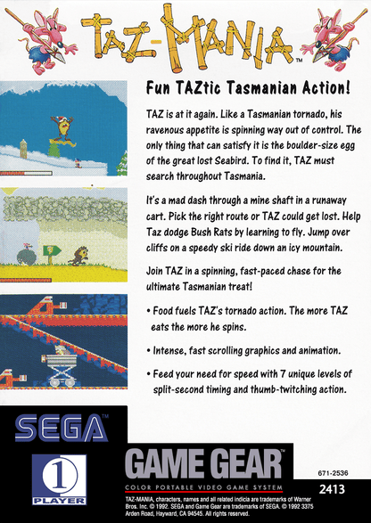 
Taz-Mania | Game Gear | back cover 1