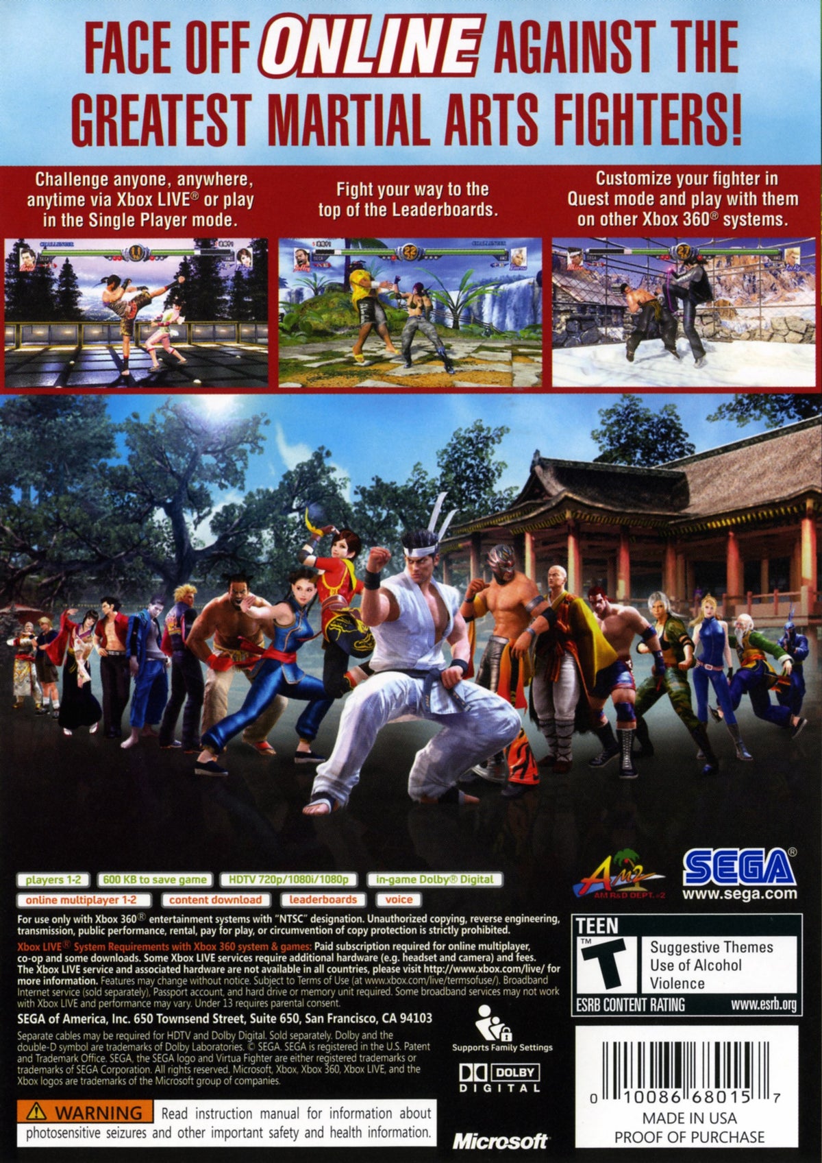 Virtua Fighter 5: Online | Xbox 360 | back cover 1 | Region: North America | Source: LaunchBox