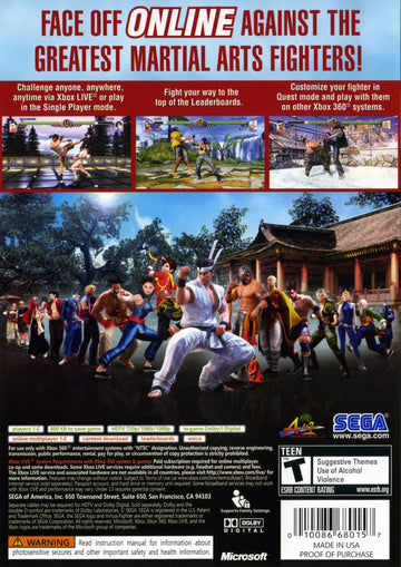
Virtua Fighter 5: Online | Xbox 360 | back cover 1 | Region: North America | Source: LaunchBox