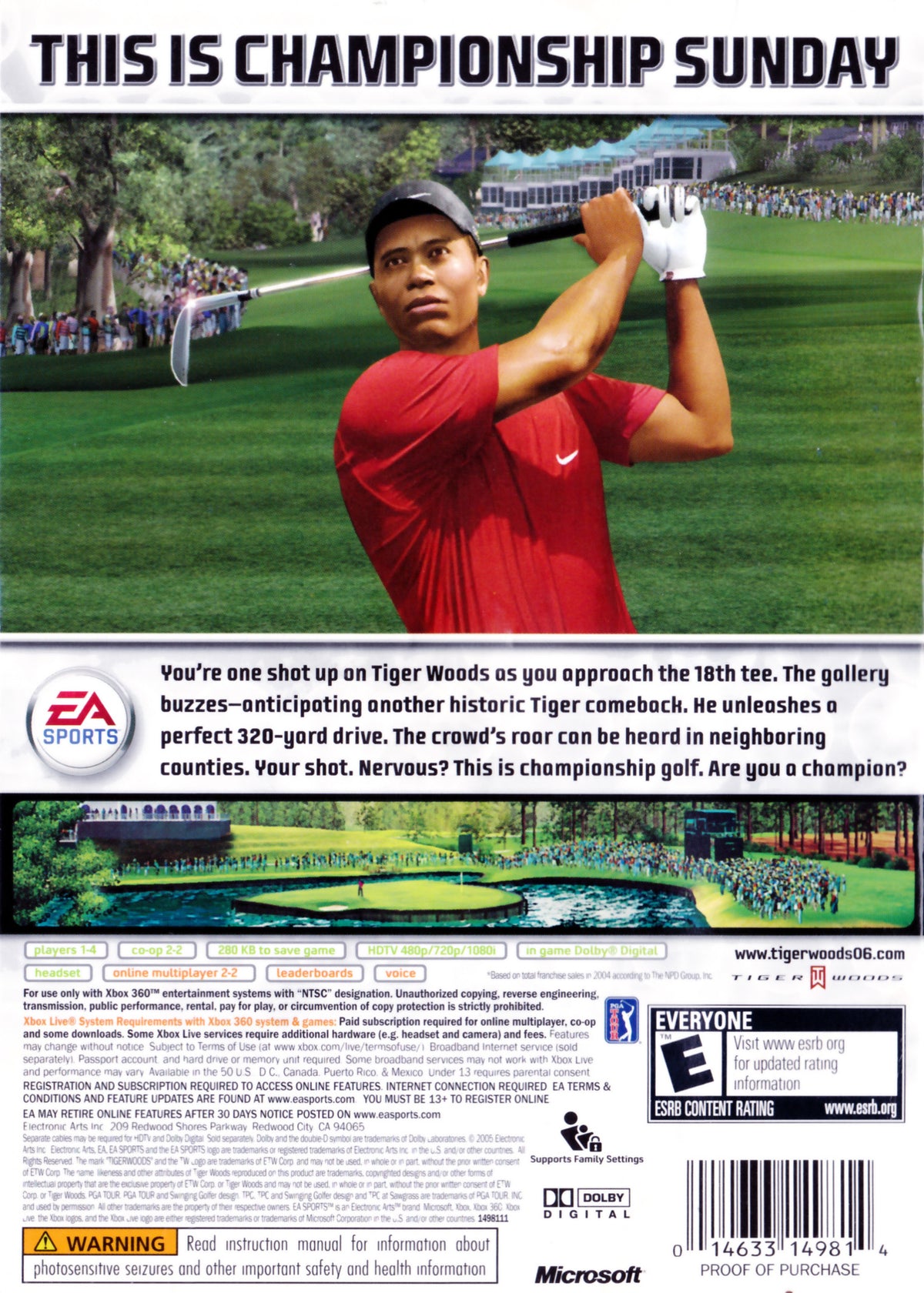 
Tiger Woods PGA Tour 06 | Xbox 360 | back cover 1