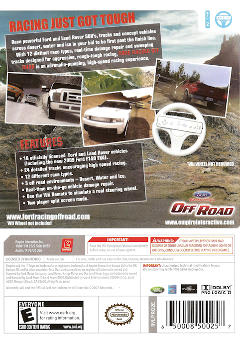 
Ford Racing Off Road | Wii | back cover 1