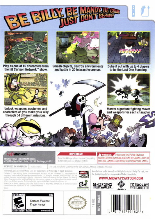 
The Grim Adventures of Billy & Mandy | Wii | back cover 1 | Region: North America | Source: LaunchBox