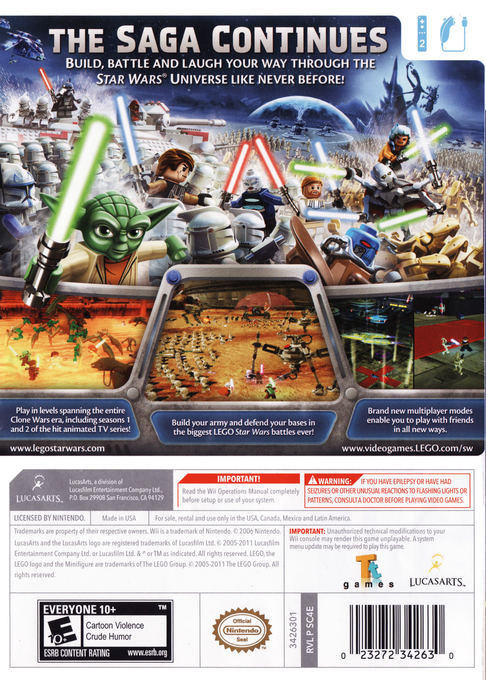 
LEGO Star Wars III: The Clone Wars | Wii | back cover 1 | Region: North America | Source: LaunchBox
