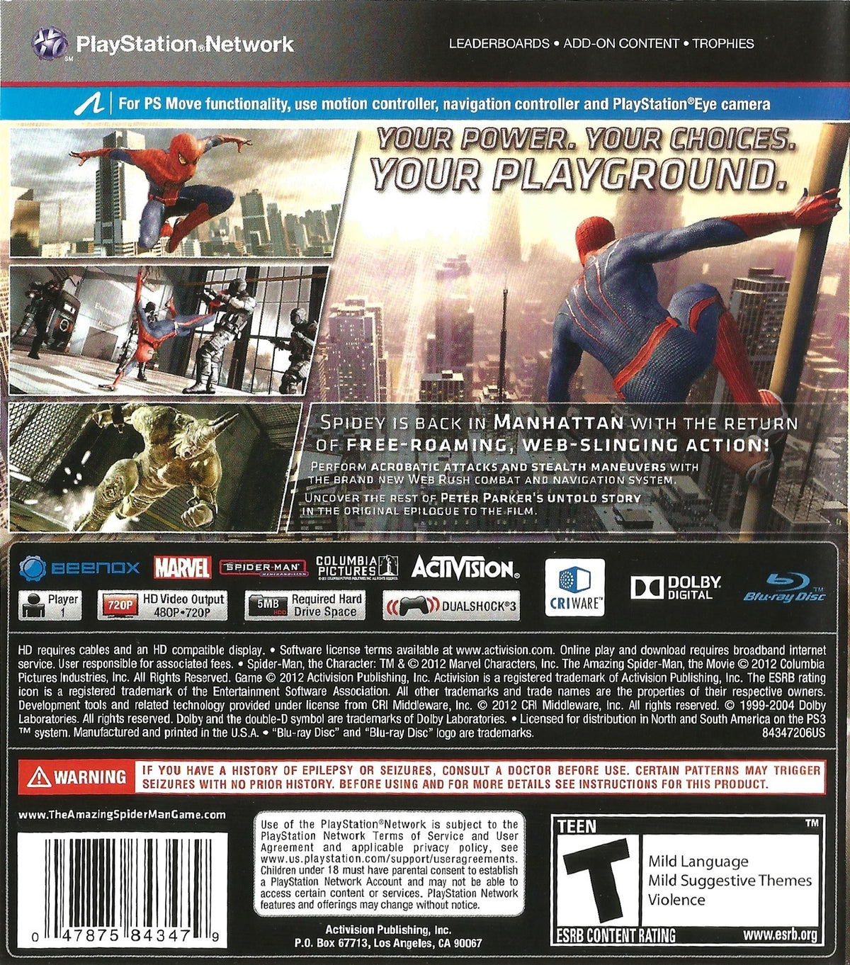 
The Amazing Spider-Man | PlayStation 3 | back cover 1