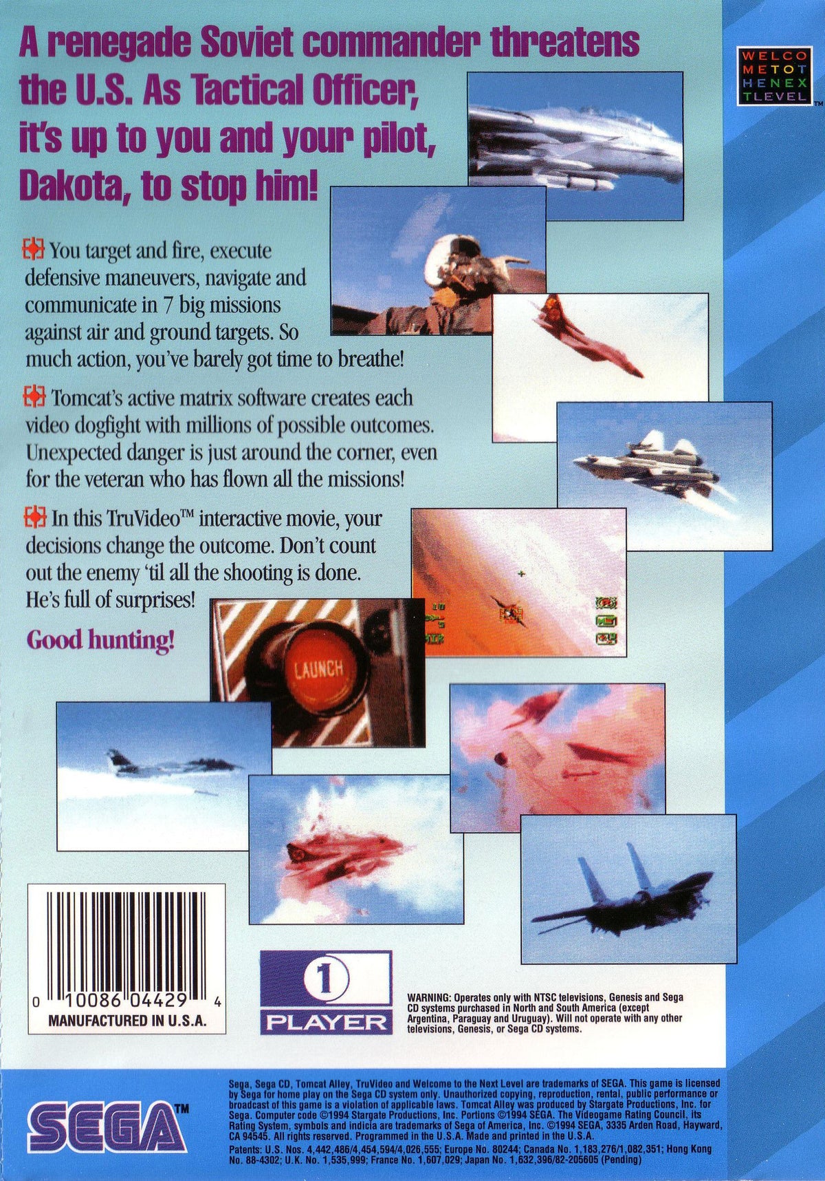 Tomcat Alley | SEGA CD | back cover 1