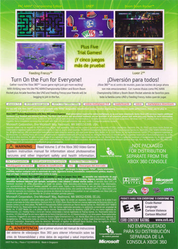 
Xbox Live Arcade Compilation Disc | Xbox 360 | back cover 1 | Region: North America | Source: LaunchBox