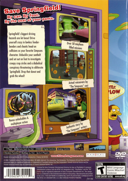 
The Simpsons Hit and Run | PlayStation 2 | back cover 1 | Region: North America | Source: LaunchBox