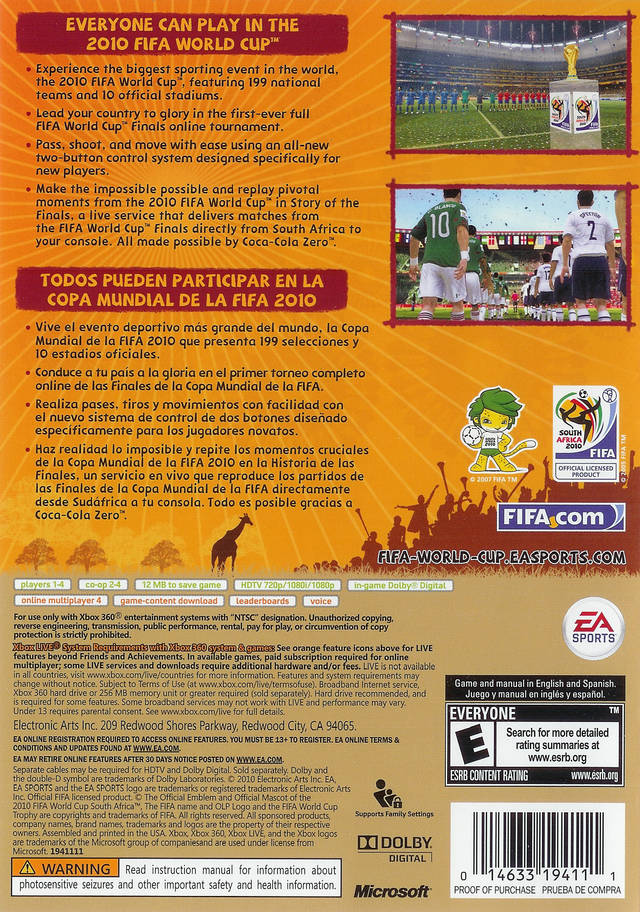 
2010 FIFA World Cup South Africa | Xbox 360 | back cover 1