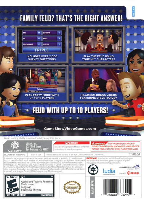 
Family Feud: 2012 Edition | Wii | back cover 1 | Region: North America | Source: LaunchBox