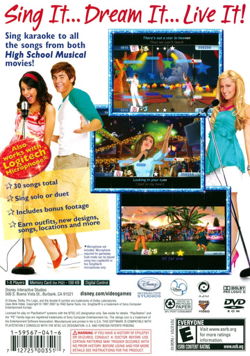 
Disney High School Musical: Sing It! | PlayStation 2 | back cover 1