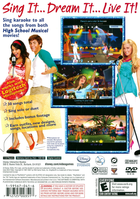 
Disney High School Musical: Sing It! | PlayStation 2 | back cover 1 | Region: North America | Source: LaunchBox