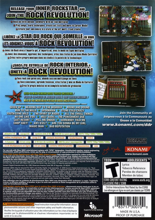 
Rock Revolution | Xbox 360 | back cover 1 | Region: North America | Source: LaunchBox